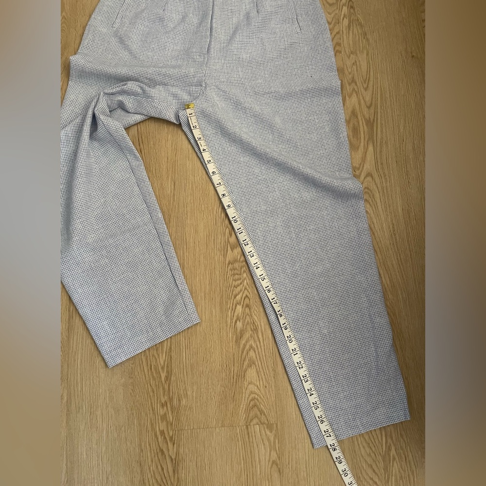 Gingham Tapered Trousers Blue White Sz 14 - Picture 12 of 14